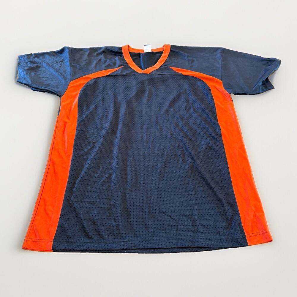 Vintage 90s Champion Authentic Mens Blue Orange Blank Football Jersey Size XL